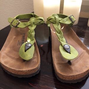 Green Birkenstock “Kairo” style sandals